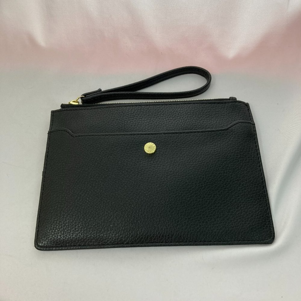 Steve Madden Faux Leather Wristlet Black & Gold